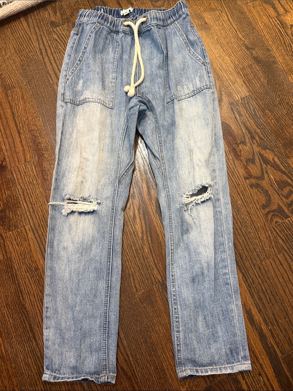 Light Blue Distressed Men’s Denim Jogger Jeans